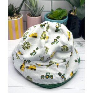 John Deere Baby Cotton Bucket Hat With Tractor Print & Green Lining